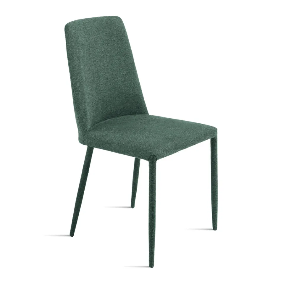 Set van 4 gestoffeerde stoelen in kleurrijke stof met gestoffeerd frame - Luciana Viadurini