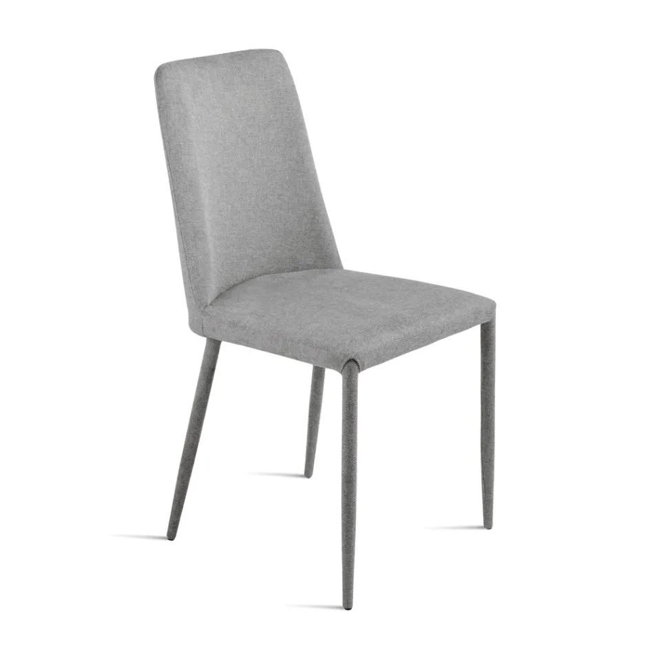 Set van 4 gestoffeerde stoelen in kleurrijke stof met gestoffeerd frame - Luciana Viadurini