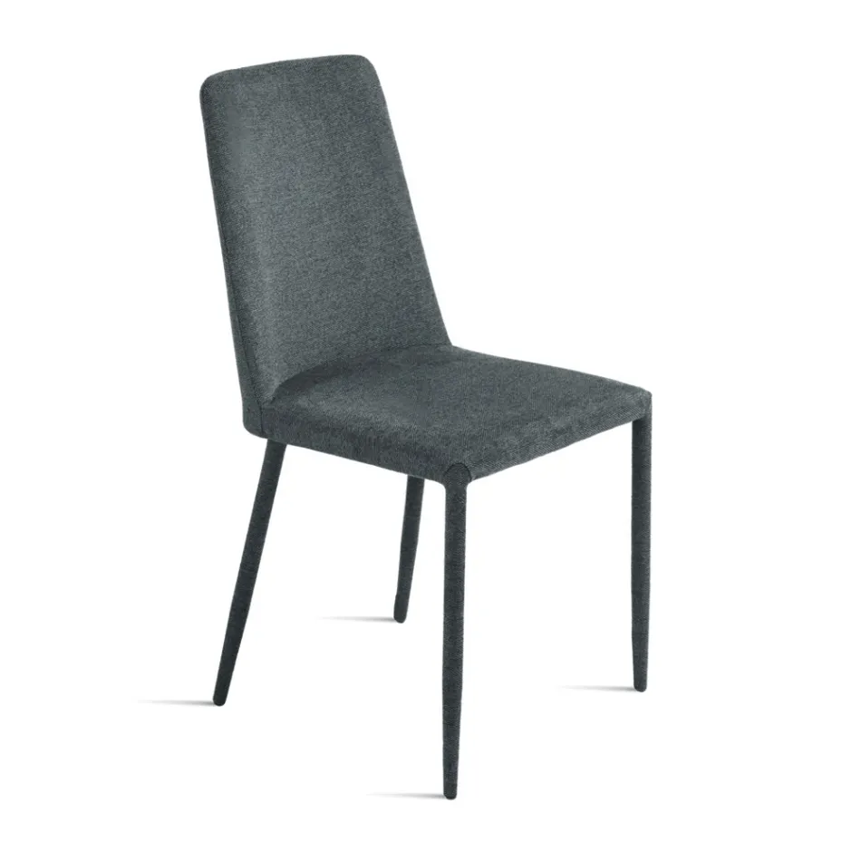 Set van 4 gestoffeerde stoelen in kleurrijke stof met gestoffeerd frame - Luciana Viadurini