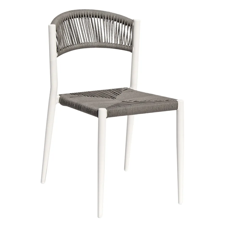 Set van 4 aluminium en gekleurde Twist Wicker stoelen - Tavira Viadurini