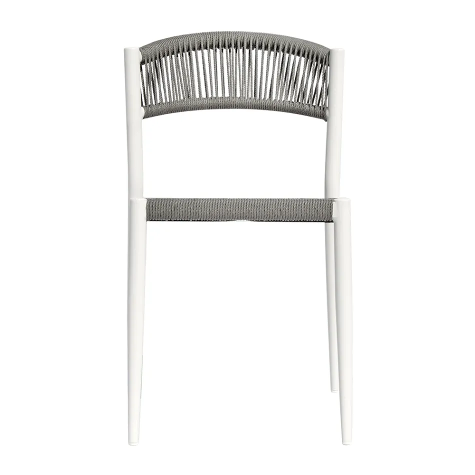 Set van 4 aluminium en gekleurde Twist Wicker stoelen - Tavira Viadurini