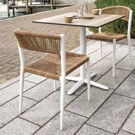 Set van 4 aluminium en gekleurde Twist Wicker stoelen - Tavira Viadurini