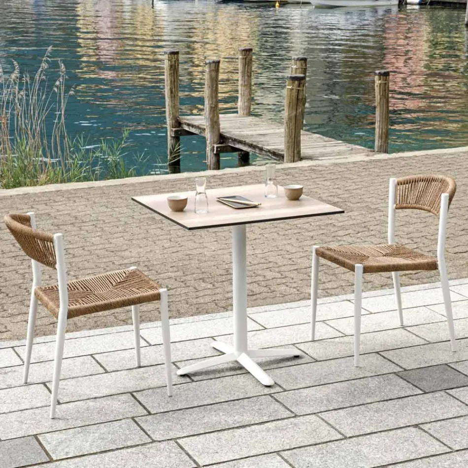Set van 4 aluminium en gekleurde Twist Wicker stoelen - Tavira Viadurini