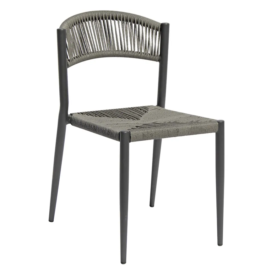 Set van 4 aluminium en gekleurde Twist Wicker stoelen - Tavira Viadurini