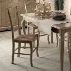 Set van 4 houten stoelen in duifgrijs en stro, gemaakt in Italië - Celestino Viadurini