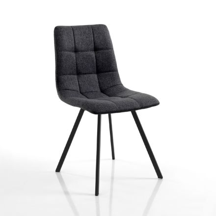 Set van 4 stoelen in antraciet stof en zwart staal - antraciet Viadurini