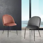 Set van 4 stoelen in microvezelstof met fluweeleffect - Terbio Viadurini
