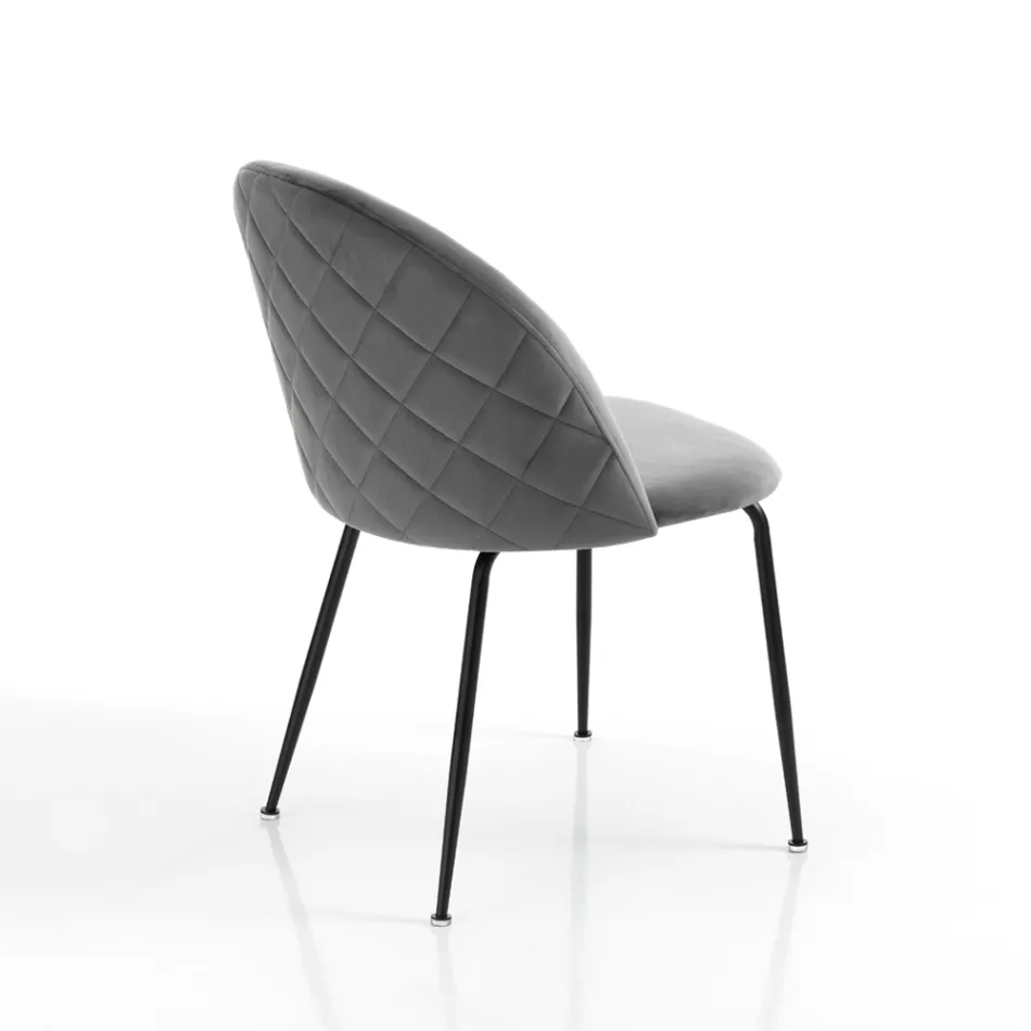 Set van 4 stoelen in microvezelstof met fluweeleffect - Terbio Viadurini