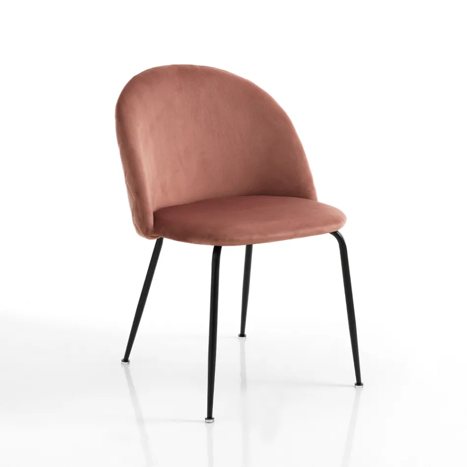 Set van 4 stoelen in microvezelstof met fluweeleffect - Terbio Viadurini