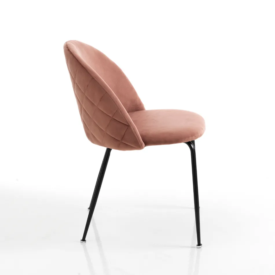 Set van 4 stoelen in microvezelstof met fluweeleffect - Terbio Viadurini