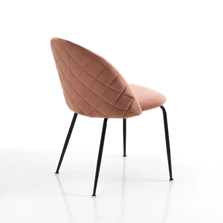 Set van 4 stoelen in microvezelstof met fluweeleffect - Terbio Viadurini