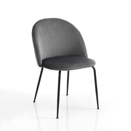 Set van 4 stoelen in microvezelstof met fluweeleffect - Terbio Viadurini