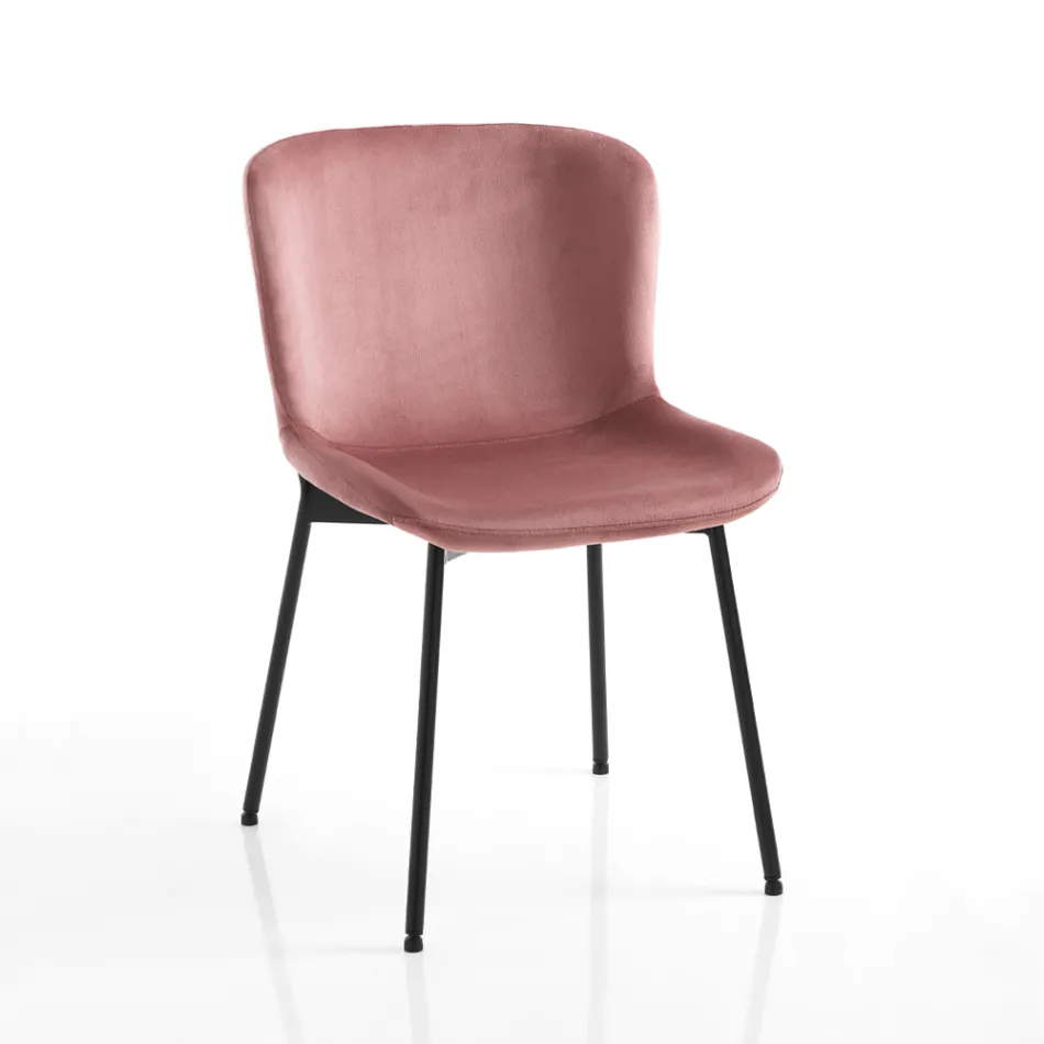 Set van 4 stoffen stoelen en kantelbare poten - Dentice Viadurini