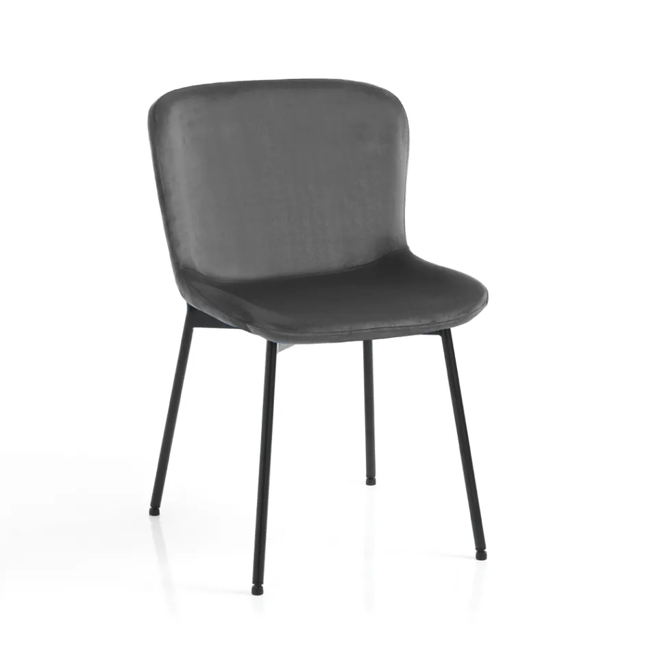 Set van 4 stoffen stoelen en kantelbare poten - Dentice Viadurini