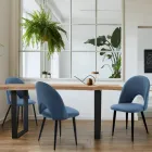 Set van 4 stoelen in stof met blauw fluweeleffect - Dalmatiër Viadurini