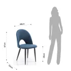 Set van 4 stoelen in stof met blauw fluweeleffect - Dalmatiër Viadurini