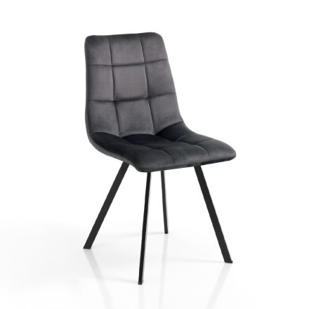 Set van 4 stoelen in stof met fluweeleffect - Koper Viadurini