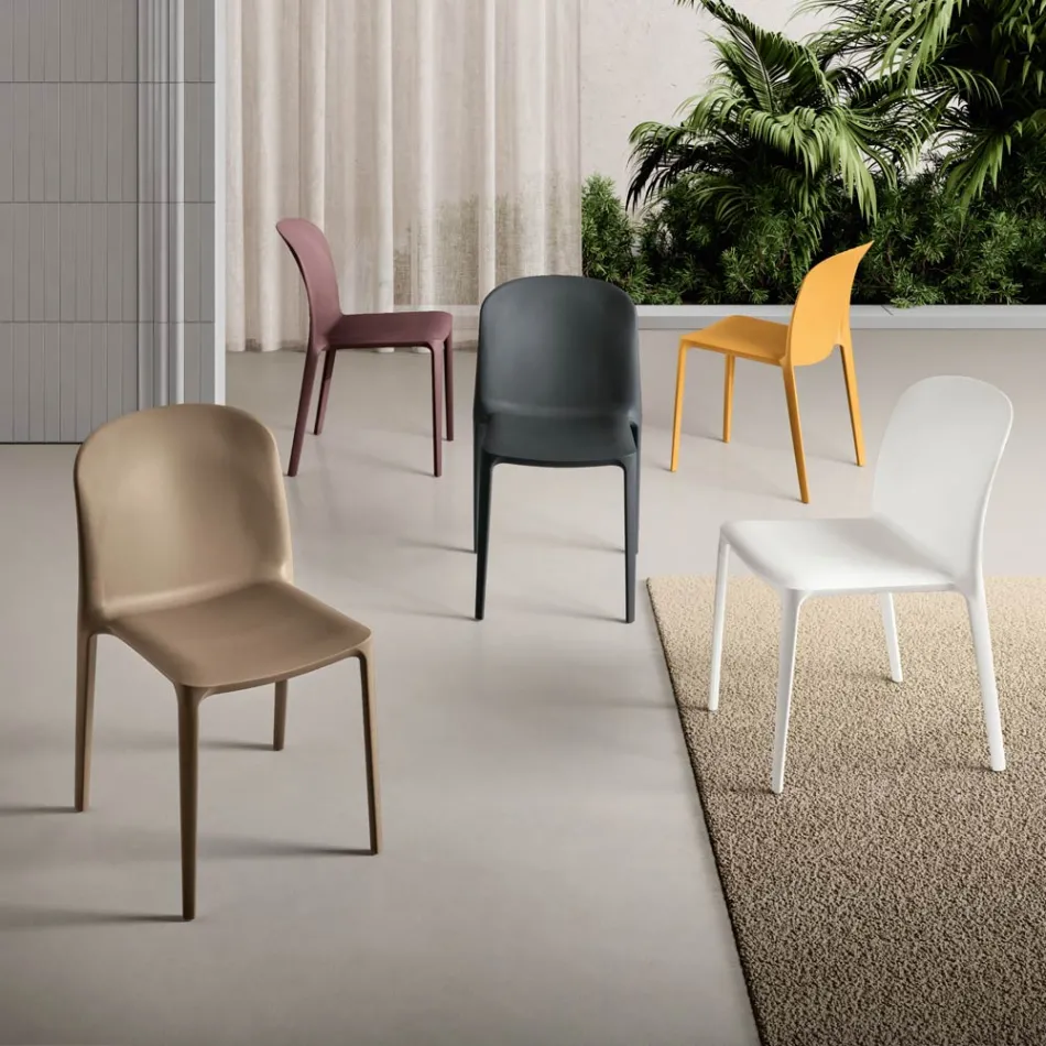 Set van twee stapelbare polypropyleen stoelen in verschillende kleuren - Evania Viadurini