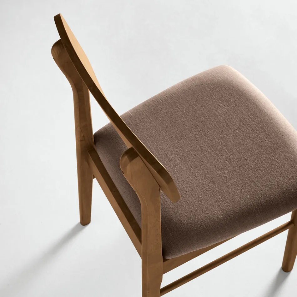 Set van twee milieuvriendelijke houten stoelen met gestoffeerde zitting - Nadir Viadurini