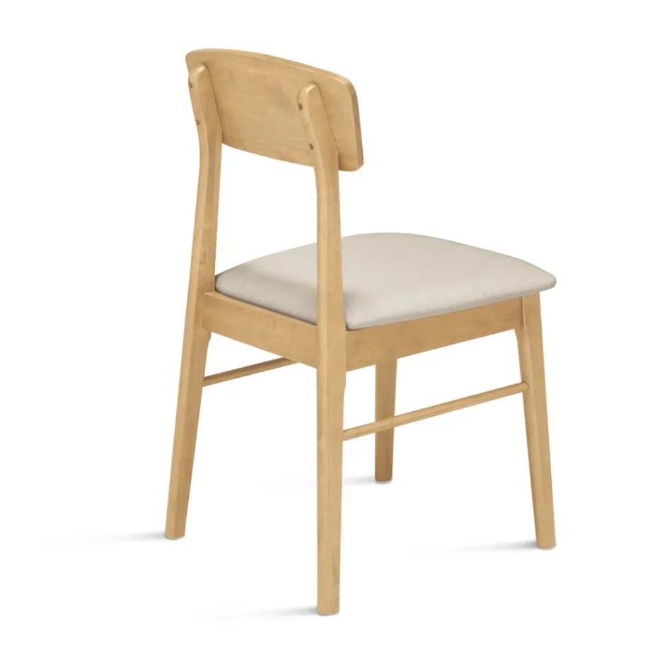 Set van twee milieuvriendelijke houten stoelen met gestoffeerde zitting - Nadir Viadurini