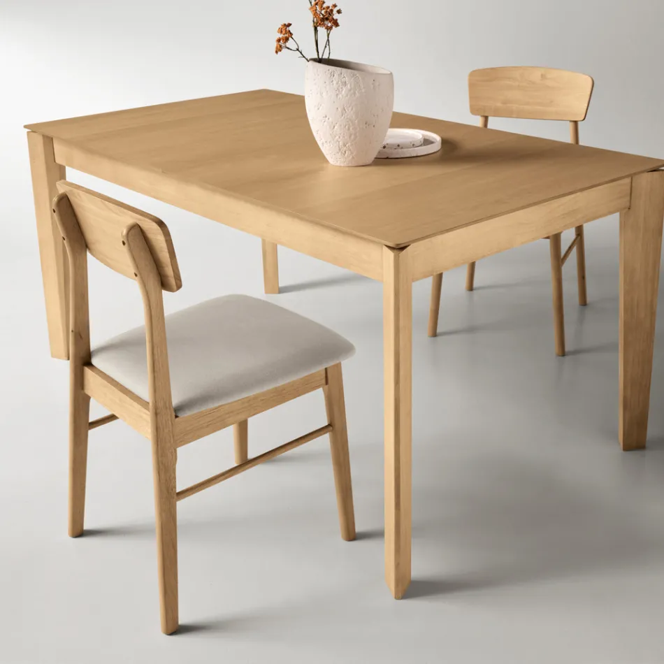 Set van twee milieuvriendelijke houten stoelen met gestoffeerde zitting - Nadir Viadurini