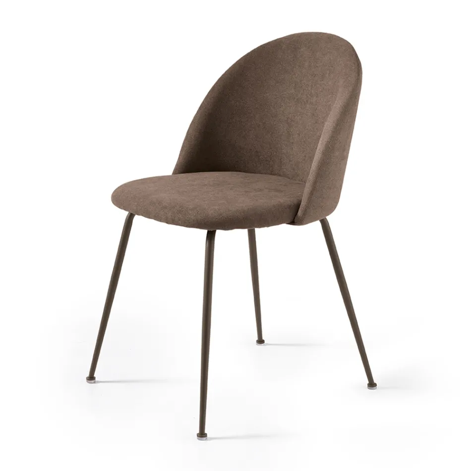 Set van twee stoelen van gelakt metaal met stoffering in diverse kleuren - Rivo Viadurini