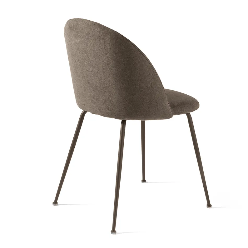 Set van twee stoelen van gelakt metaal met stoffering in diverse kleuren - Rivo Viadurini