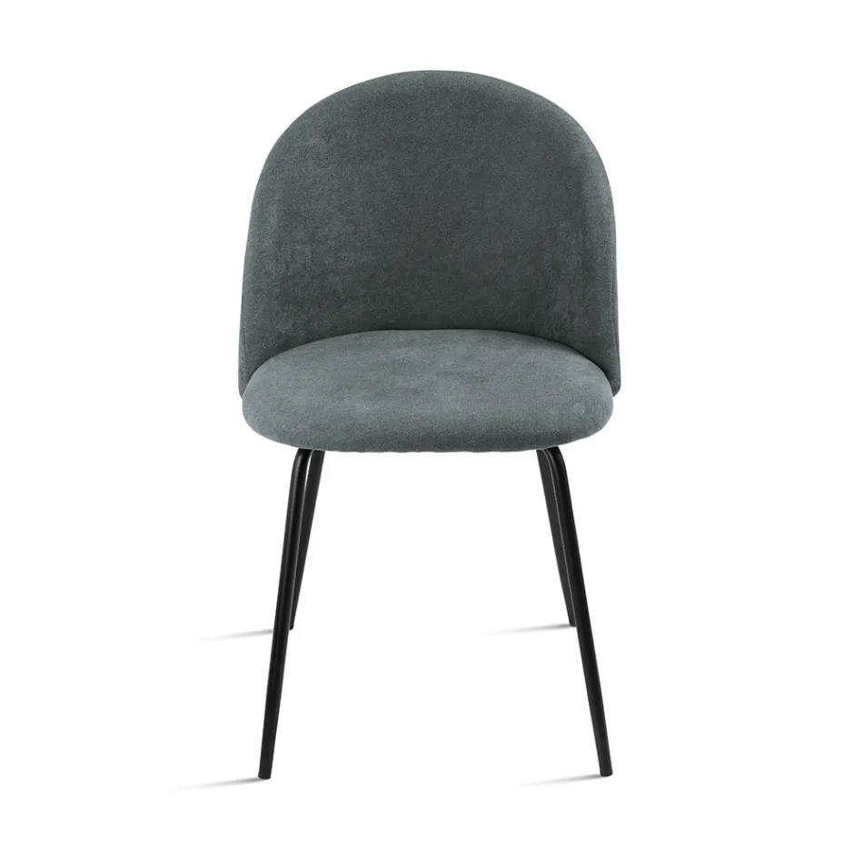 Set van twee stoelen van gelakt metaal met stoffering in diverse kleuren - Rivo Viadurini