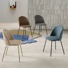 Set van twee stoelen van gelakt metaal met stoffering in diverse kleuren - Rivo Viadurini