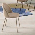 Set van twee stoelen van gelakt metaal met stoffering in diverse kleuren - Rivo