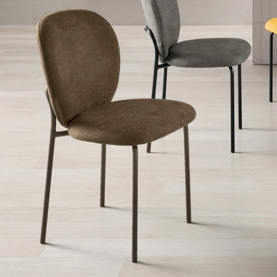 Set van twee gestoffeerde stoelen met gelakt metalen frame - Lior Viadurini