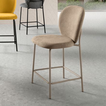 Set van twee stoffen krukjes met vulling en metalen frame - Lior Viadurini