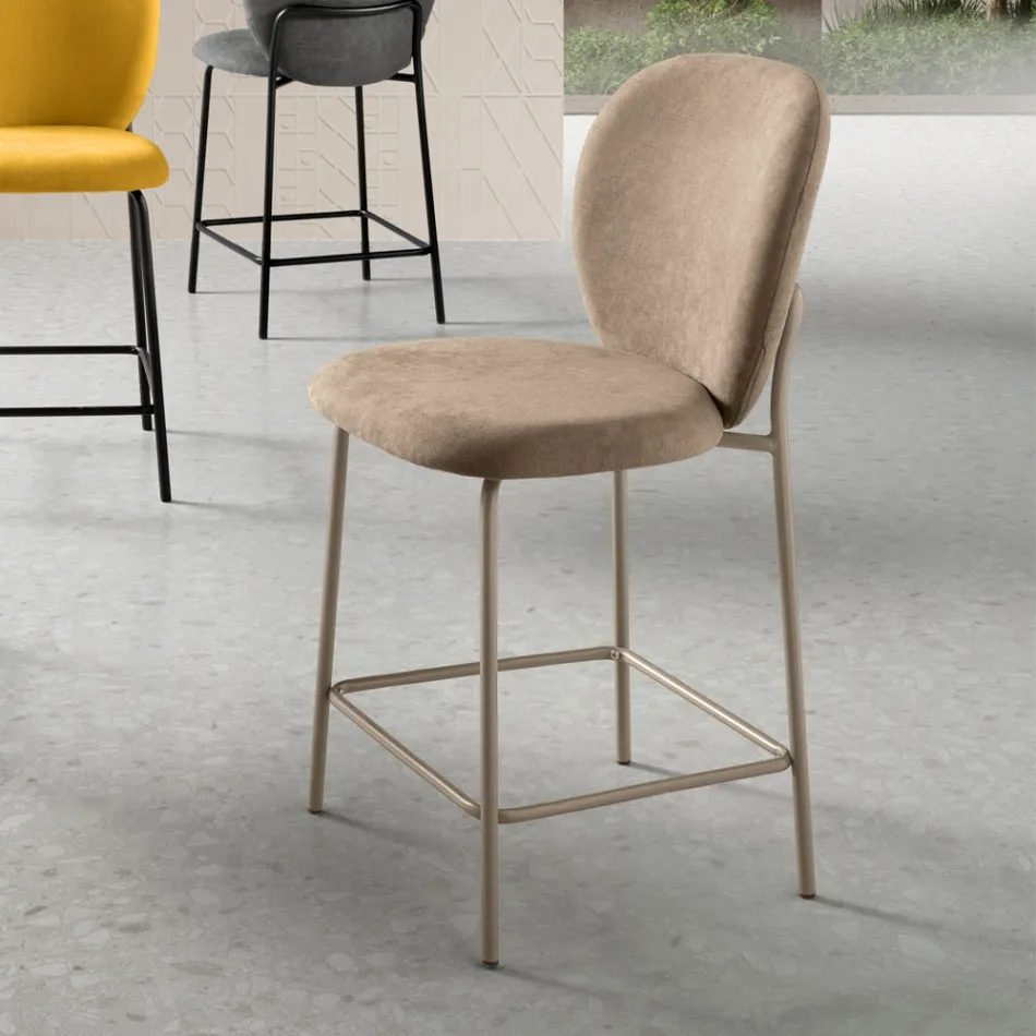 Set van twee stoffen krukjes met vulling en metalen frame - Lior Viadurini