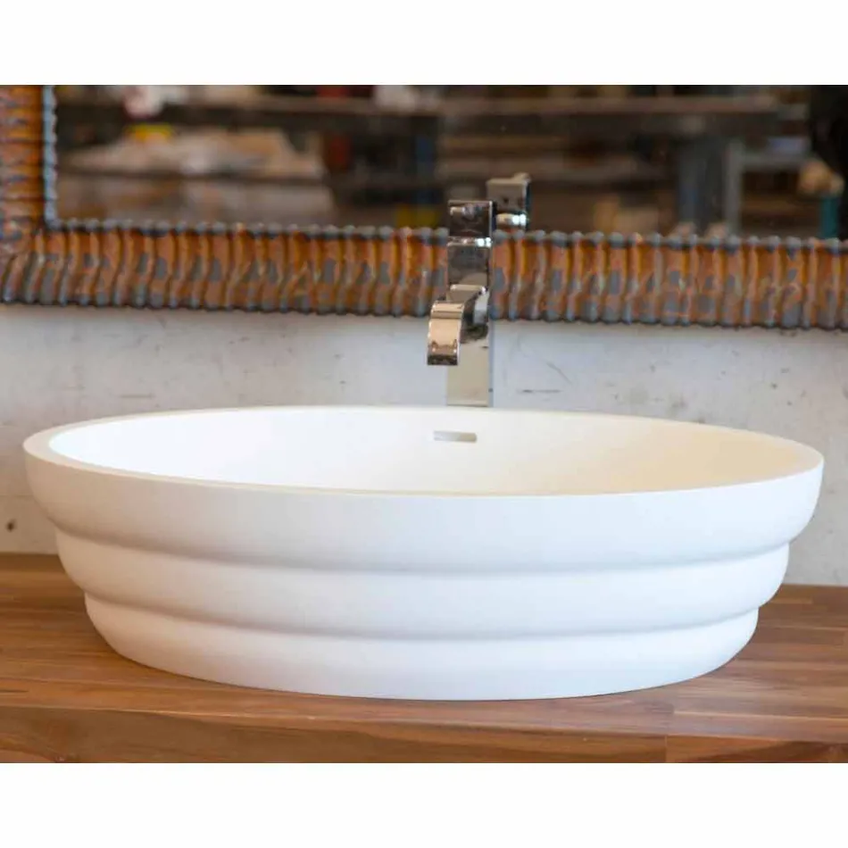 Hangende designmeubelset voor badkamer in teakhouten blokbodem Poggio Viadurini