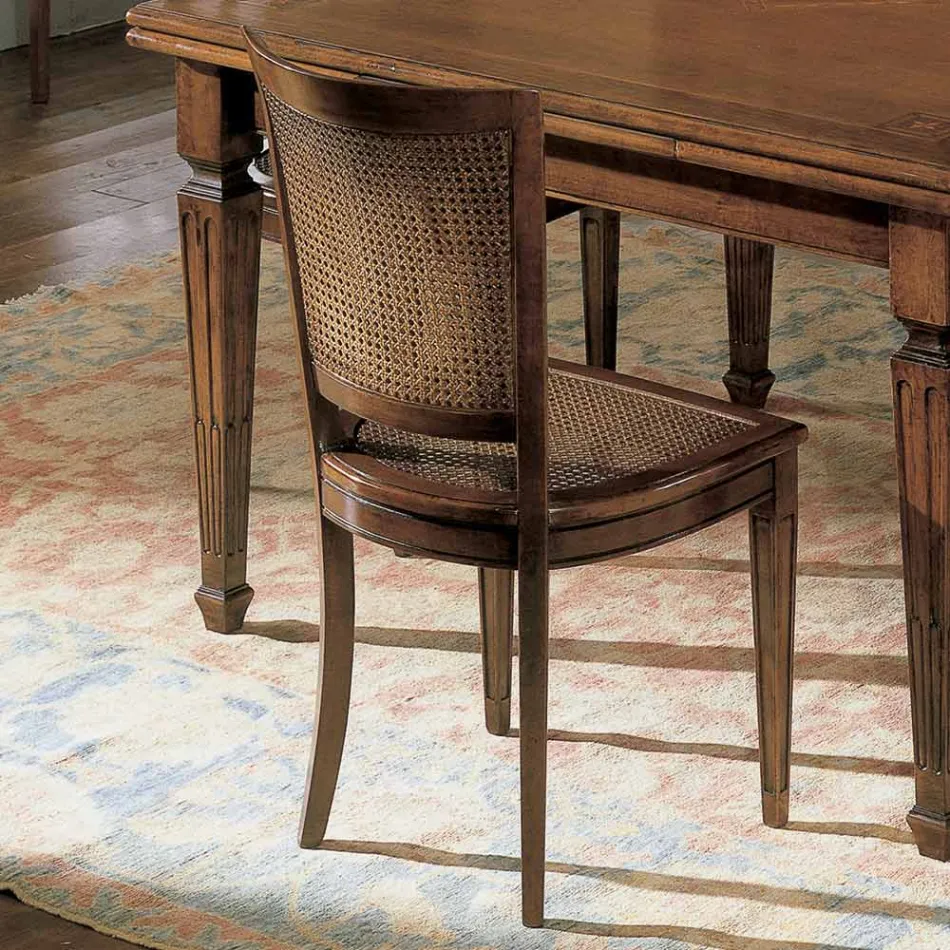 Set van vier klassieke Bassano houten stoelen, gemaakt in Italië - Angelite Viadurini