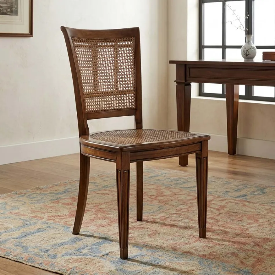 Set van vier klassieke Bassano houten stoelen, gemaakt in Italië - Angelite Viadurini