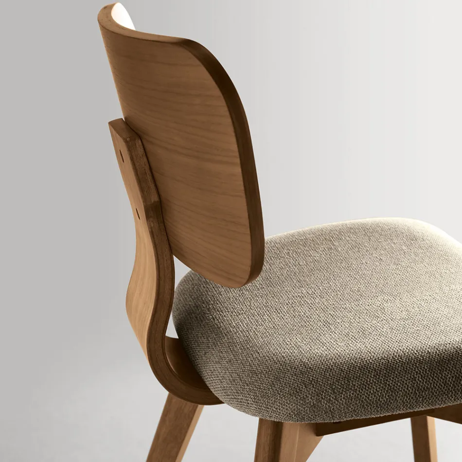 Set van twee stoelen met houtnerfstructuur en gestoffeerde zitting - Antea Viadurini