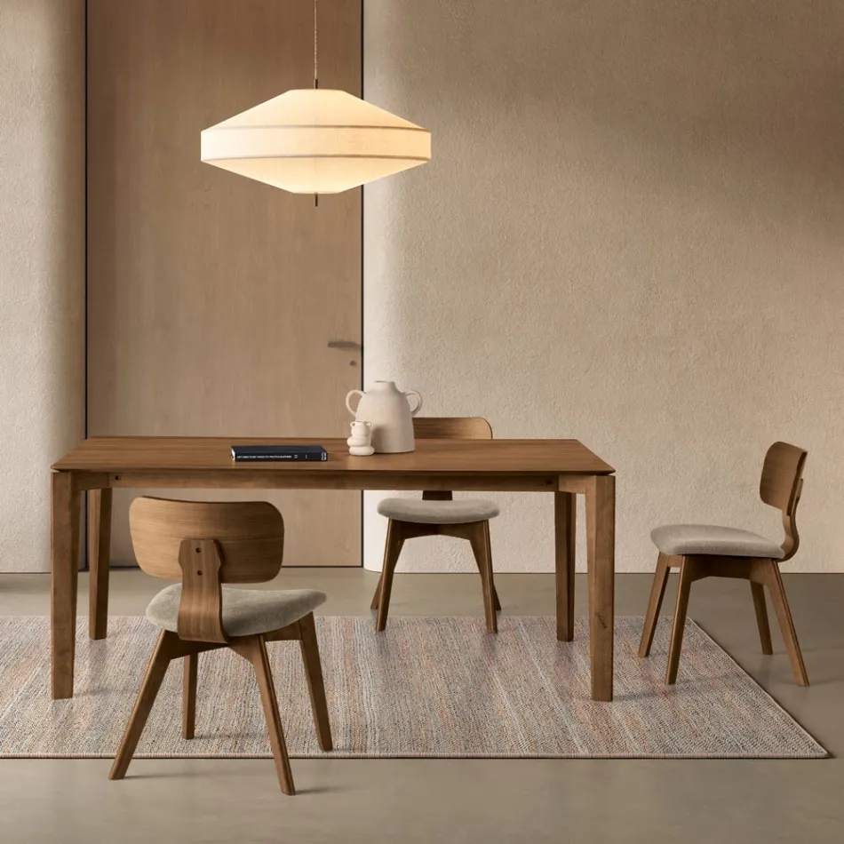 Set van twee stoelen met houtnerfstructuur en gestoffeerde zitting - Antea Viadurini