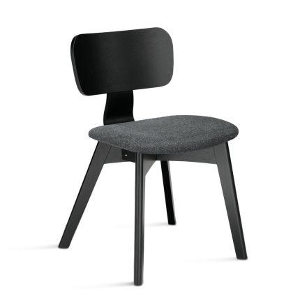 Set van twee stoelen met houtnerfstructuur en gestoffeerde zitting - Antea Viadurini