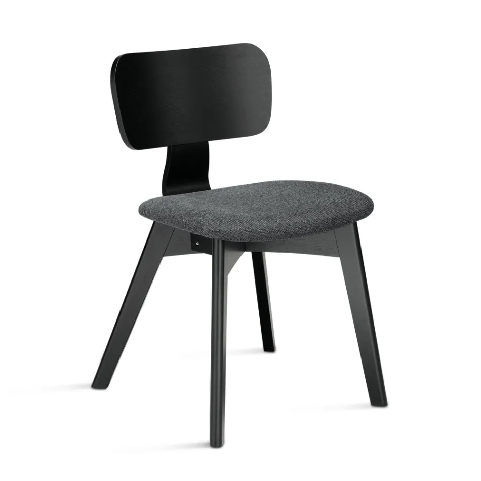 Set van twee stoelen met houtnerfstructuur en gestoffeerde zitting - Antea Viadurini