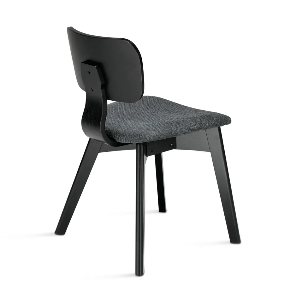 Set van twee stoelen met houtnerfstructuur en gestoffeerde zitting - Antea Viadurini