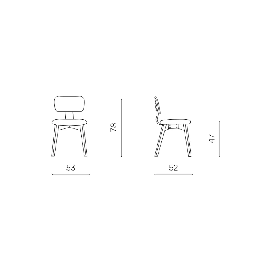 Set van twee stoelen met houtnerfstructuur en gestoffeerde zitting - Antea Viadurini