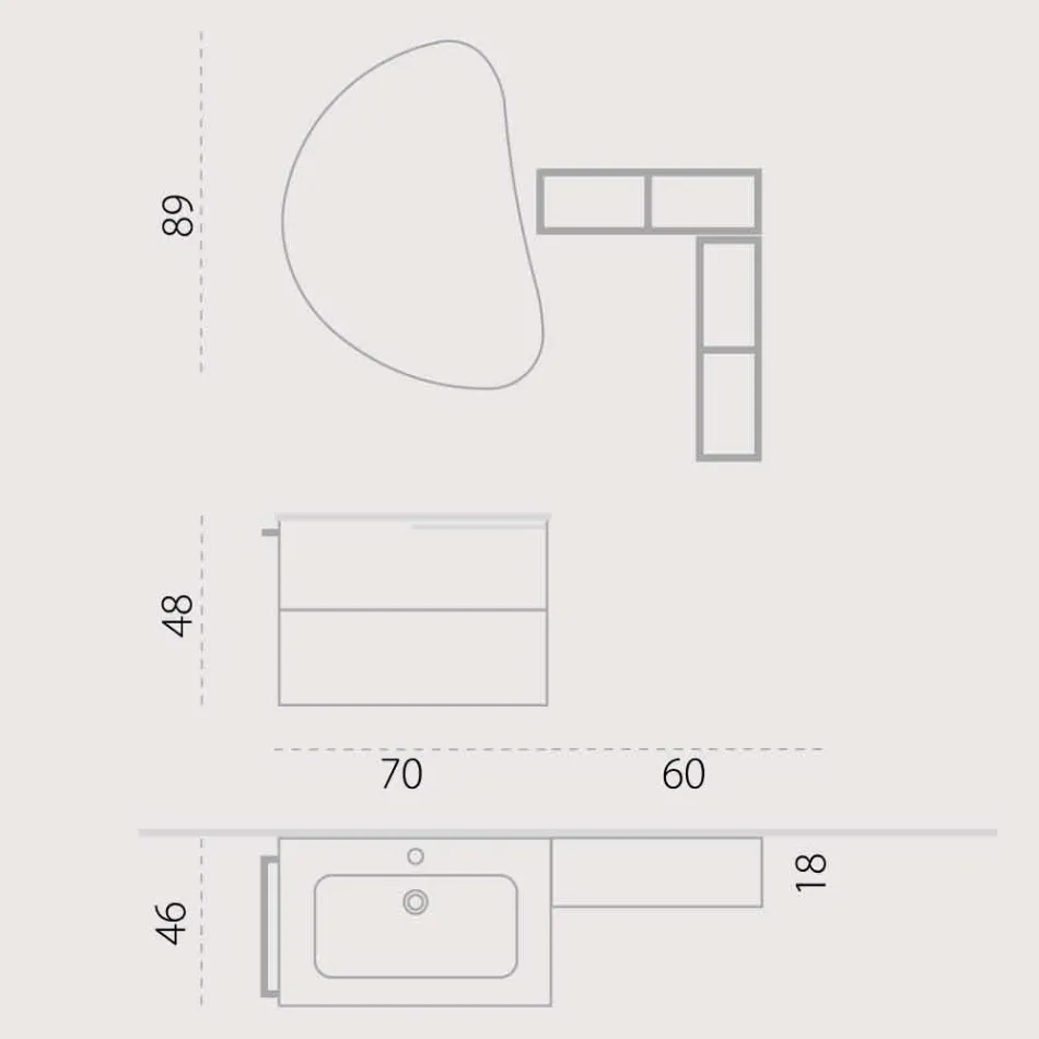 Houten design design hanger badkamermeubilair gemaakt in Italië :-( Viadurini