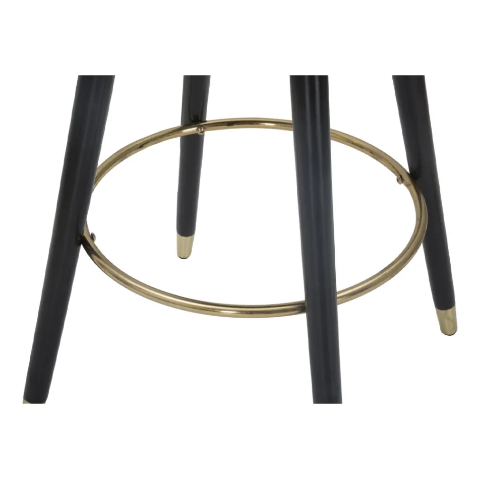 Hoge barkruk van hout en metaal met zitting van polyester - Enzo Viadurini