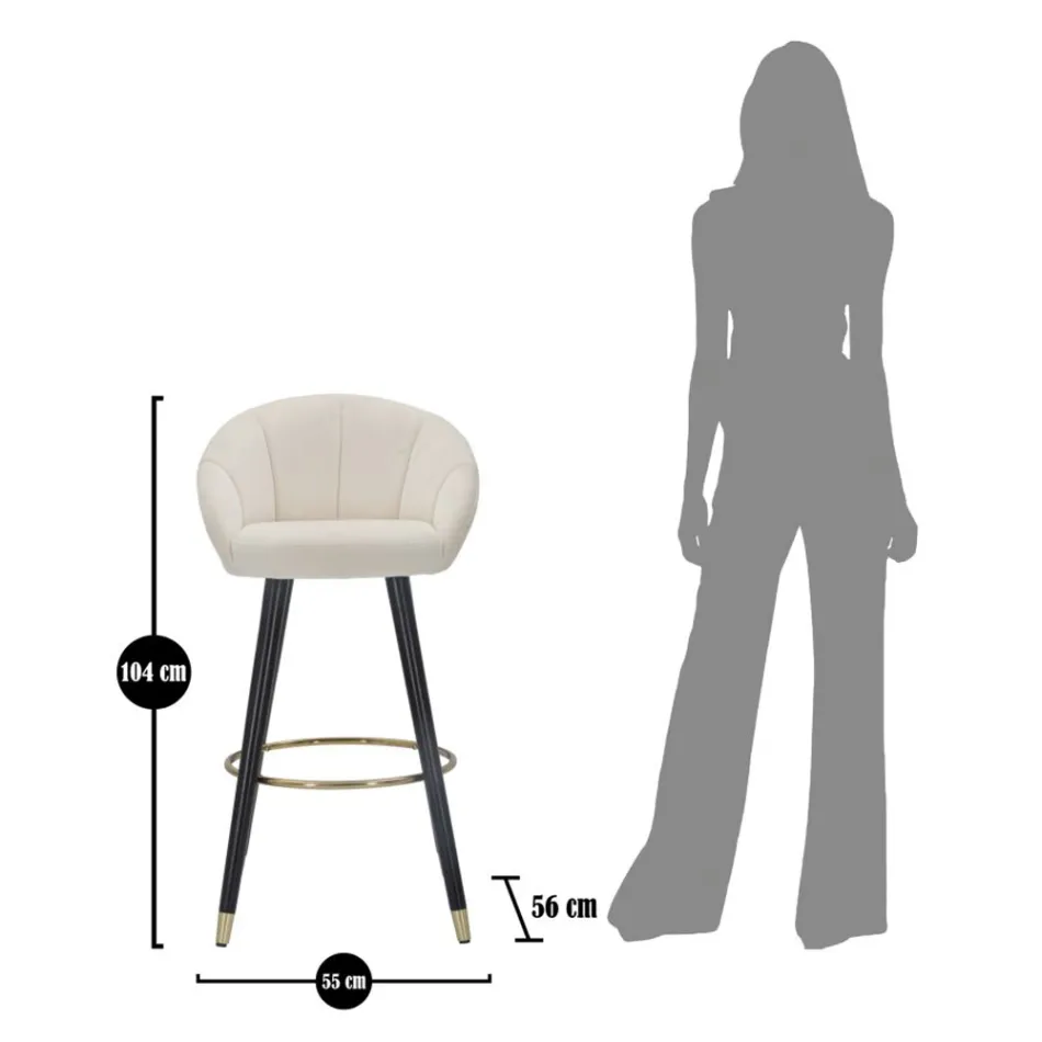 Hoge barkruk van hout en metaal met zitting van polyester - Enzo Viadurini