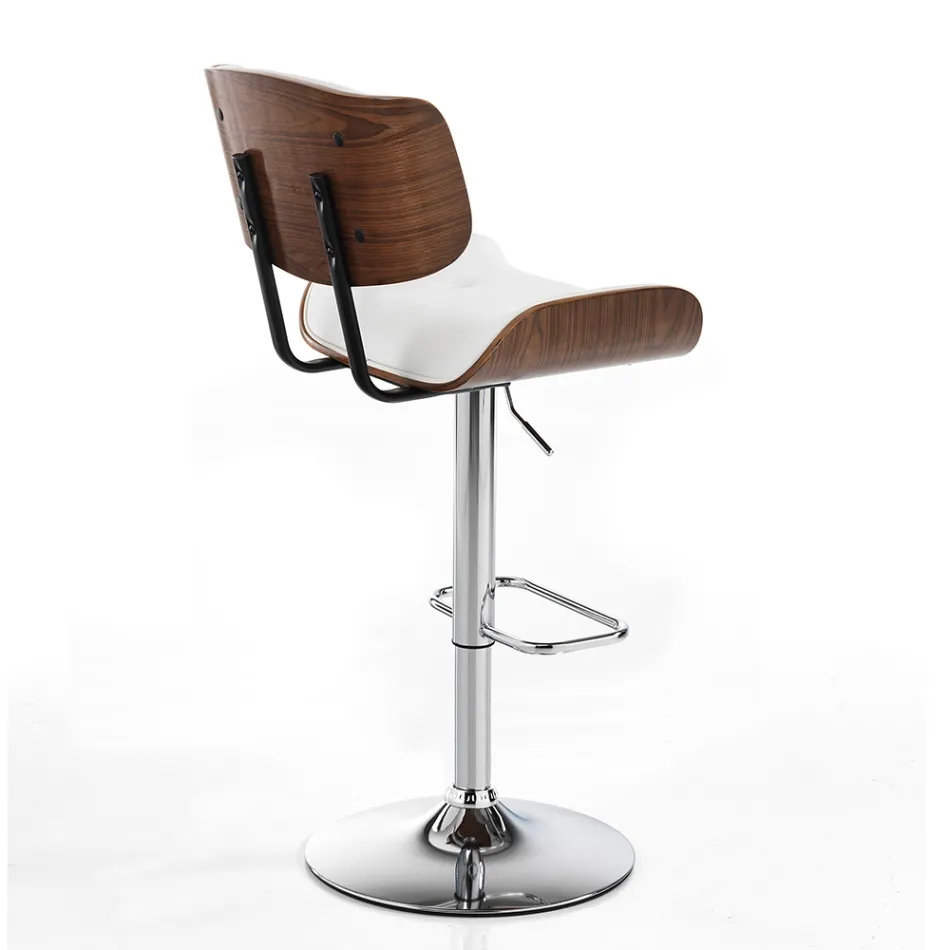 Hoge keukenkruk van synthetisch leer en multiplex - Nebbia Viadurini