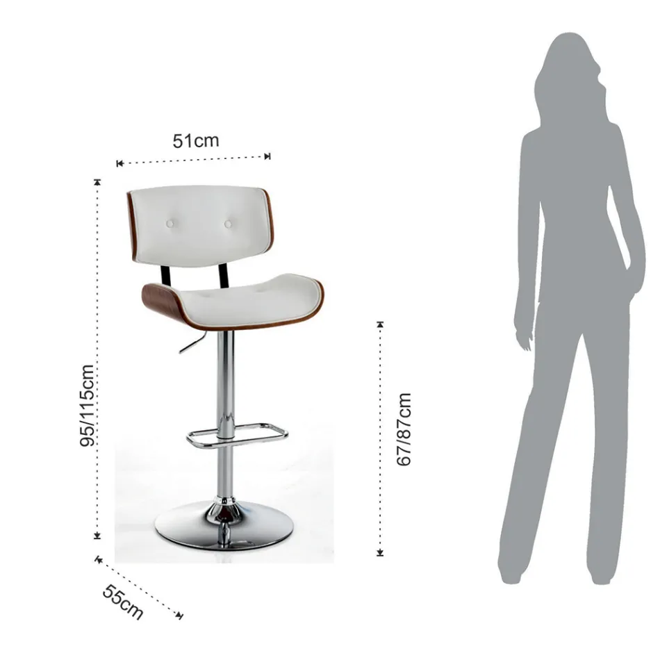 Hoge keukenkruk van synthetisch leer en multiplex - Nebbia Viadurini