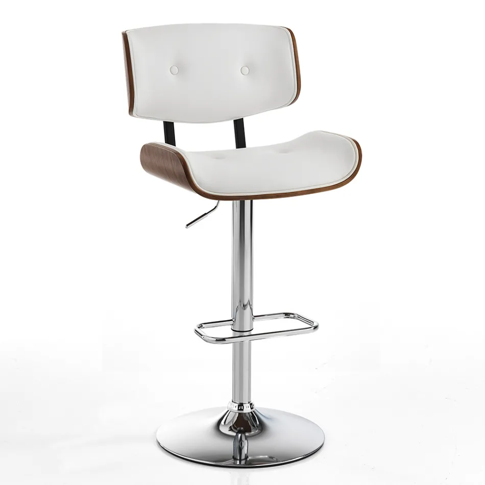 Hoge keukenkruk van synthetisch leer en multiplex - Nebbia Viadurini