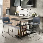 Hoge keukenkruk in synthetisch leer en zwart metaal 2 stuks - Yuri Viadurini