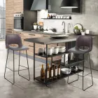 Hoge keukenkruk in synthetisch leer en zwart metaal 2 stuks - Yuri Viadurini